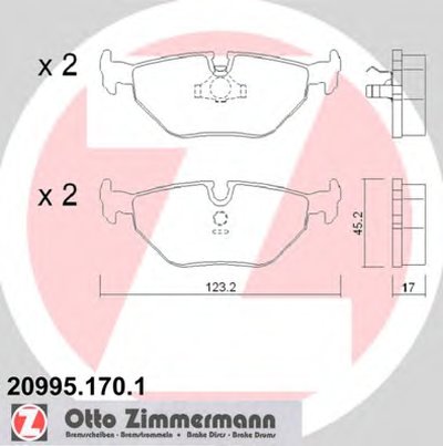 209951701 ZIMMERMANN Комплект тормозных колодок, дисковый тормоз