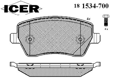 181534700 ICER Комплект тормозных колодок, дисковый тормоз