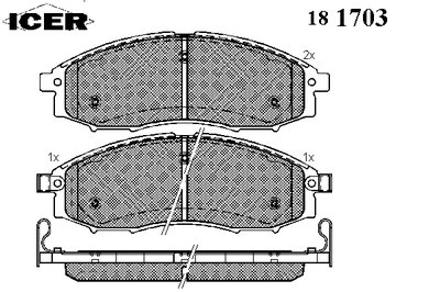 181703 ICER Комплект тормозных колодок, дисковый тормоз