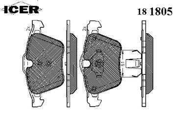 181805 ICER Комплект тормозных колодок, дисковый тормоз