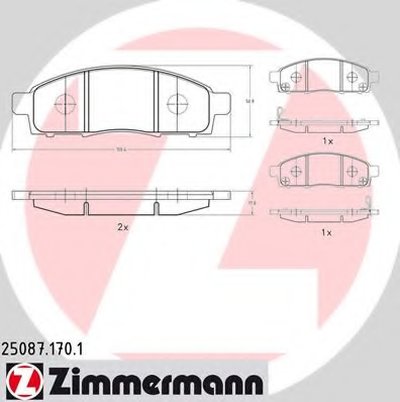 250871701 ZIMMERMANN Комплект тормозных колодок, дисковый тормоз