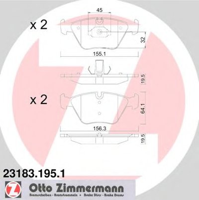 231831951 ZIMMERMANN Комплект тормозных колодок, дисковый тормоз