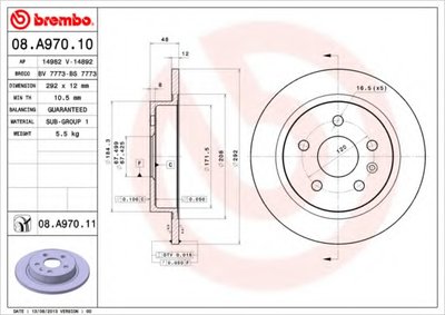 08A97011 BREMBO Тормозной диск