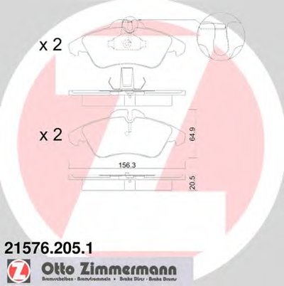 215762051 ZIMMERMANN Комплект тормозных колодок, дисковый тормоз