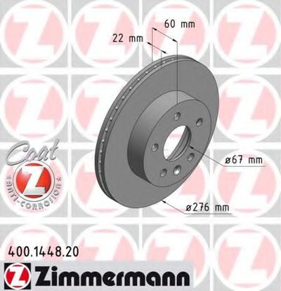 400144820 ZIMMERMANN Тормозной диск