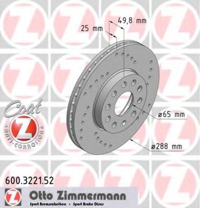 600322152 ZIMMERMANN Тормозной диск