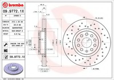 0997721X BREMBO Тормозной диск