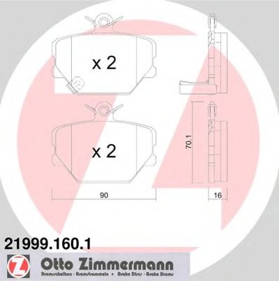 219991601 ZIMMERMANN Комплект тормозных колодок, дисковый тормоз