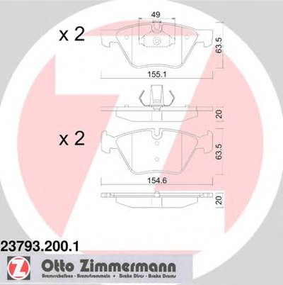 237932001 ZIMMERMANN Комплект тормозных колодок, дисковый тормоз