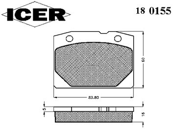 180155 ICER Комплект тормозных колодок, дисковый тормоз