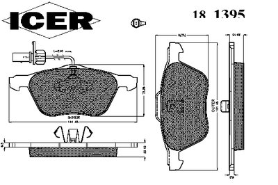 181395 ICER Комплект тормозных колодок, дисковый тормоз