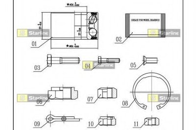 LO00593 STARLINE Комплект подшипника ступицы колеса