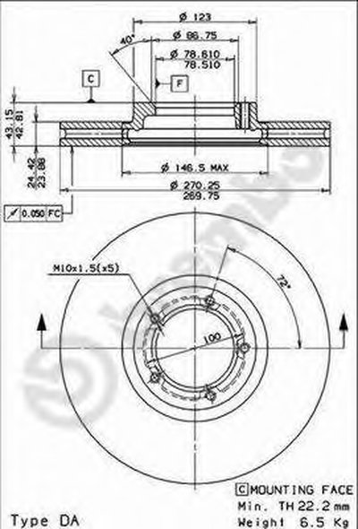 09695910 BREMBO Тормозной диск