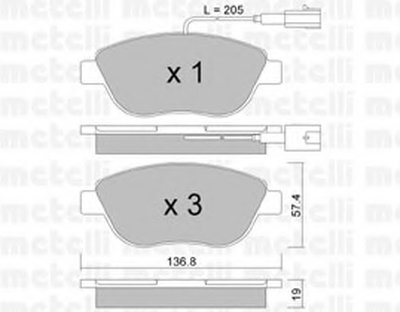 2203220 METELLI Комплект тормозных колодок, дисковый тормоз