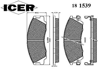 181539 ICER Комплект тормозных колодок, дисковый тормоз