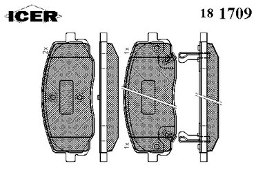 181709 ICER Комплект тормозных колодок, дисковый тормоз