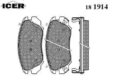 181914 ICER Комплект тормозных колодок, дисковый тормоз