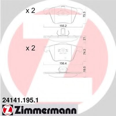 241411951 ZIMMERMANN Комплект тормозных колодок, дисковый тормоз