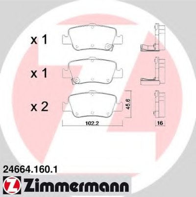 246641601 ZIMMERMANN Комплект тормозных колодок, дисковый тормоз