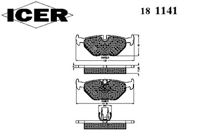 181141 ICER Комплект тормозных колодок, дисковый тормоз