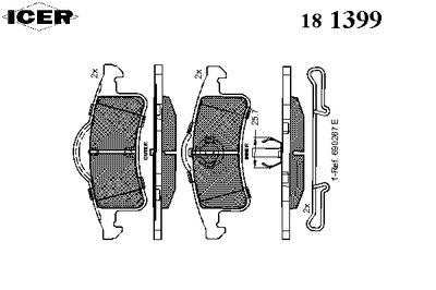 181399 ICER Комплект тормозных колодок, дисковый тормоз