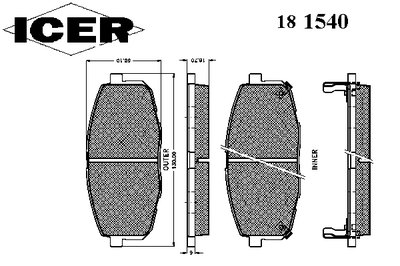 181540 ICER Комплект тормозных колодок, дисковый тормоз