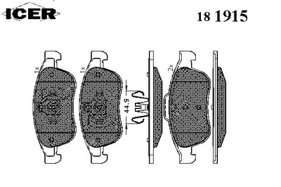 181915 ICER Комплект тормозных колодок, дисковый тормоз