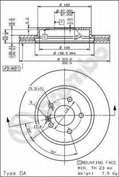 09782311 BREMBO Тормозной диск