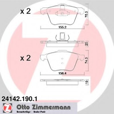 241421901 ZIMMERMANN Комплект тормозных колодок, дисковый тормоз