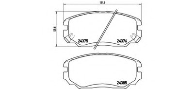 P30038 BREMBO Комплект тормозных колодок, дисковый тормоз