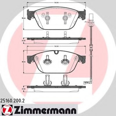 251602002 ZIMMERMANN Комплект тормозных колодок, дисковый тормоз