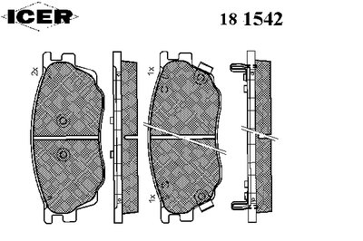 181542 ICER Комплект тормозных колодок, дисковый тормоз