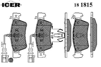 181815 ICER Комплект тормозных колодок, дисковый тормоз