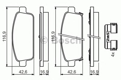 0986494634 BOSCH Комплект тормозных колодок, дисковый тормоз