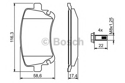 0986494303 BOSCH Комплект тормозных колодок, дисковый тормоз