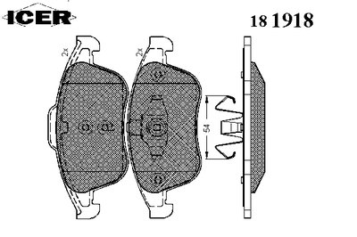 181918 ICER Комплект тормозных колодок, дисковый тормоз