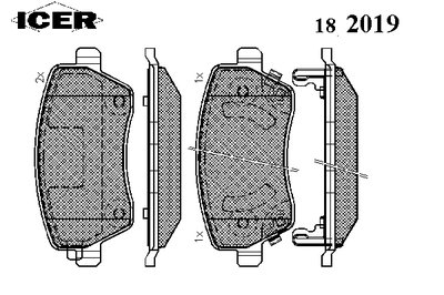 182019 ICER Комплект тормозных колодок, дисковый тормоз