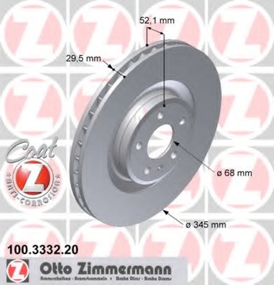 100333220 ZIMMERMANN Тормозной диск