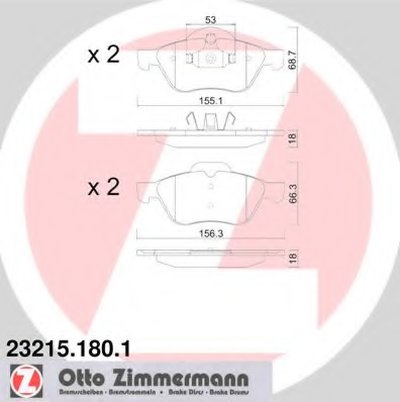 232151801 ZIMMERMANN Комплект тормозных колодок, дисковый тормоз