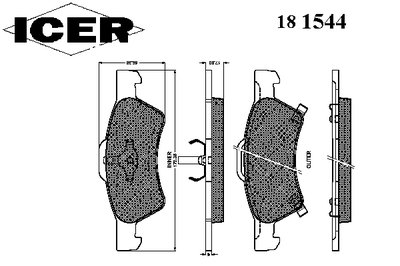 181544 ICER Комплект тормозных колодок, дисковый тормоз