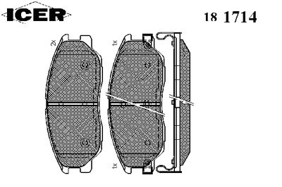 181714 ICER Комплект тормозных колодок, дисковый тормоз