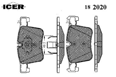 182020 ICER Комплект тормозных колодок, дисковый тормоз
