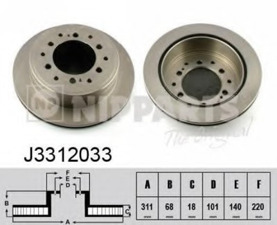 J3312033 NIPPARTS Тормозной диск