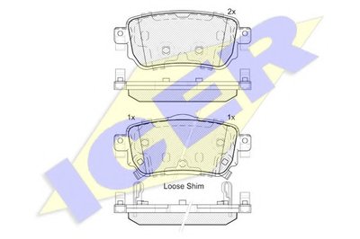 182188 ICER Комплект тормозных колодок, дисковый тормоз