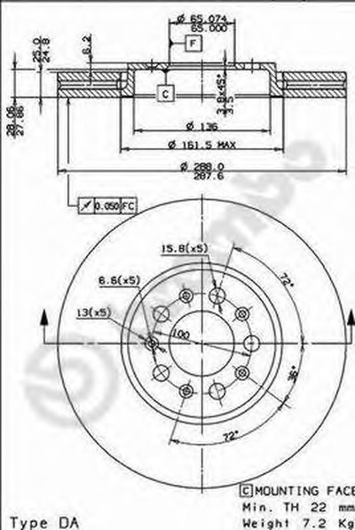 09701021 BREMBO Тормозной диск