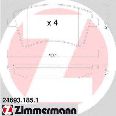 246931851 ZIMMERMANN Комплект тормозных колодок, дисковый тормоз