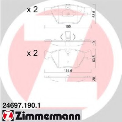 246971901 ZIMMERMANN Комплект тормозных колодок, дисковый тормоз