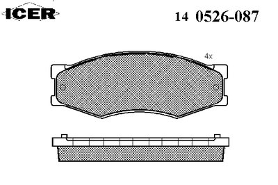 140526087 ICER Комплект тормозных колодок, дисковый тормоз