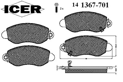 141367701 ICER Комплект тормозных колодок, дисковый тормоз