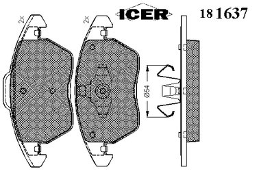 181637 ICER Комплект тормозных колодок, дисковый тормоз